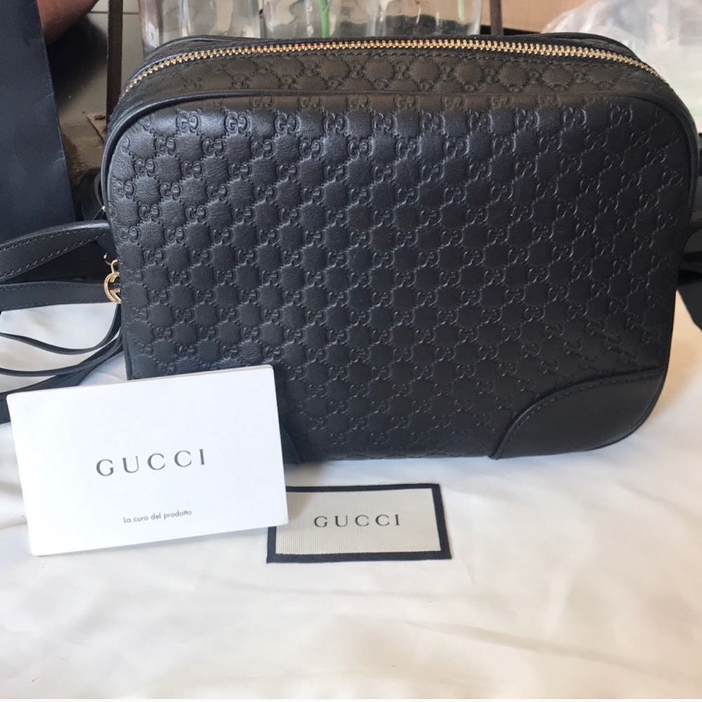 Gucci Black Signature Embossed Crossbody Bag     Gucci Micro Guccissima - Picture 2 of 10